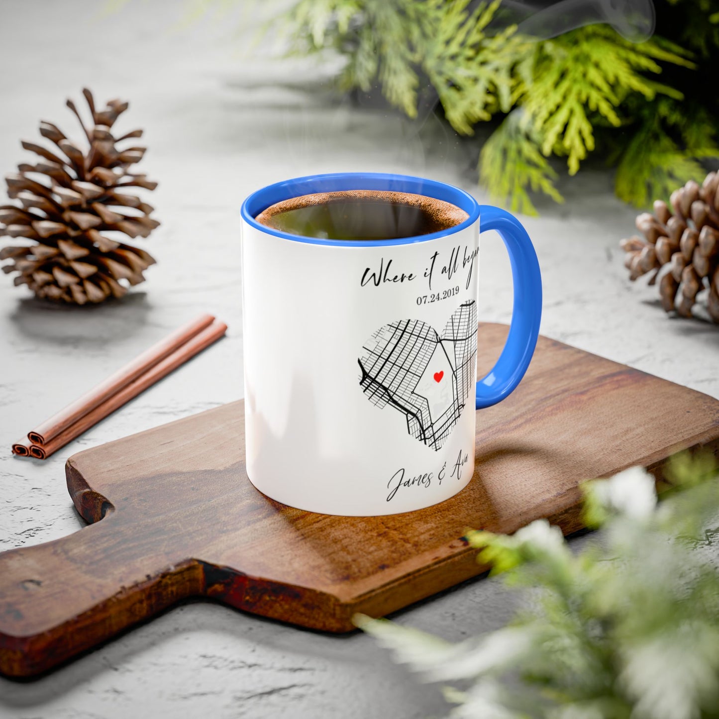 Custom Where We Met Map Anniversary Mugs β Personalized Couple Gift, First Date Location, Unique Map Art for Him & Her