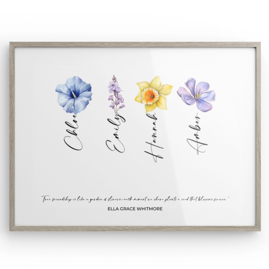 Personalized Friendship Print – Custom Best Friend, Sister, or Long Distance Gift | Family Birthday Gift Framed Poster